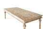 GINER Y COLOMER Mesa de Comedor 200 cm de Madera de Mango Maciza con Talla Geométrica y Acabado en Pátina Blanca, Estilo Rústico Vintage